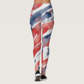 Abstracte Waterverf Vlag Leggings voor 4 juli (Achterkant)
