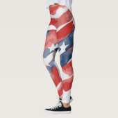 Abstracte Waterverf Vlag Leggings voor 4 juli (Links)