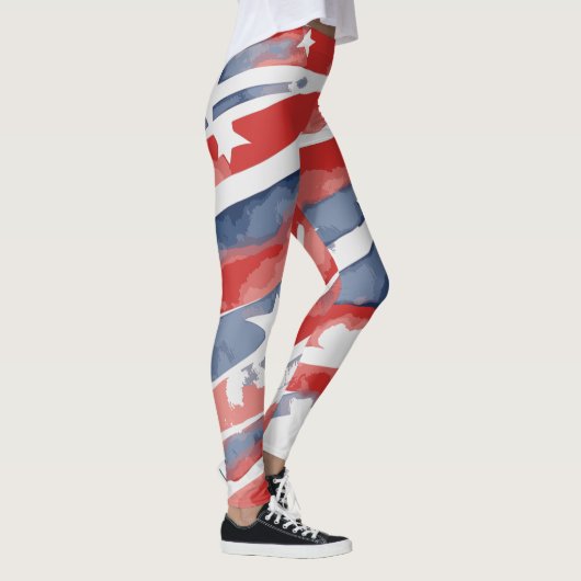 Abstracte Waterverf Vlag Leggings voor 4 juli (Rechts)