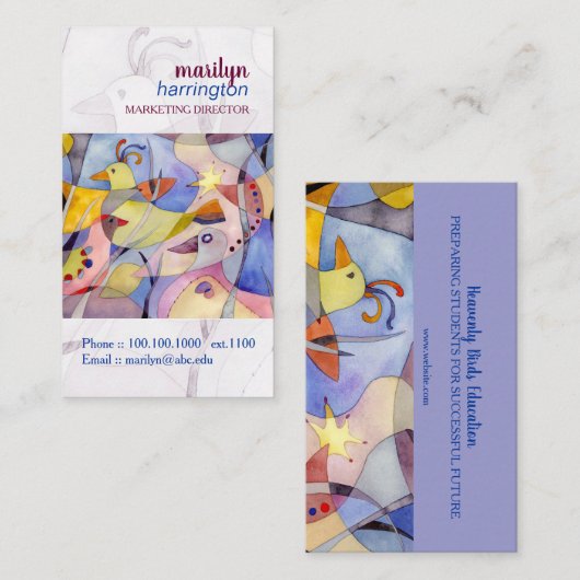Abstracte Waterverf vogels Visitekaartje (Voorkant / Achterkant)