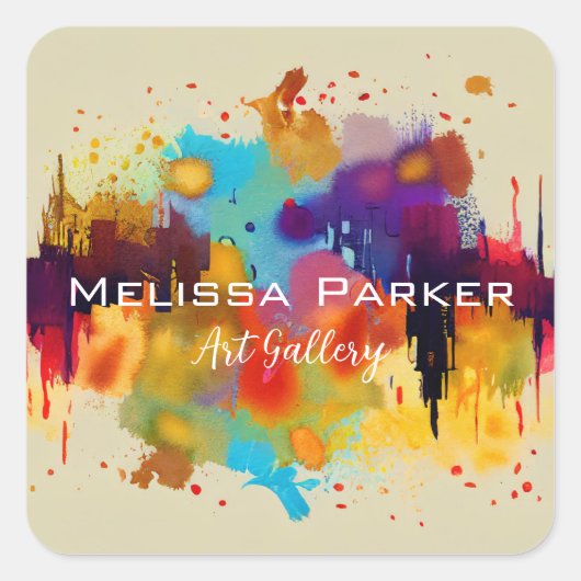 Abstracte Waterverf voor Bright moderne koel Vierkante Sticker (Voorkant)