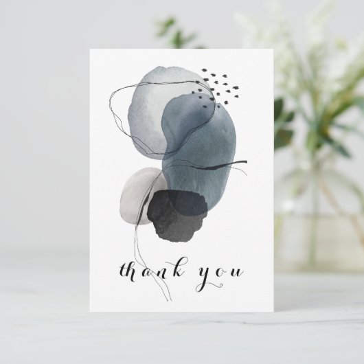 abstracte Waterverf voor de marine Blue Modern Bedankkaart (Staand voorkant)