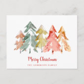 Abstracte Waterverf voor prettige kerstbomen Feestdagenkaart (Voorkant)