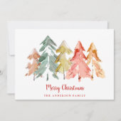 Abstracte Waterverf voor prettige kerstbomen Feestdagenkaart (Voorkant)