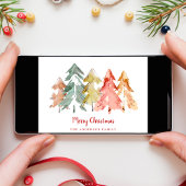 Abstracte Waterverf voor prettige kerstbomen Feestdagenkaart