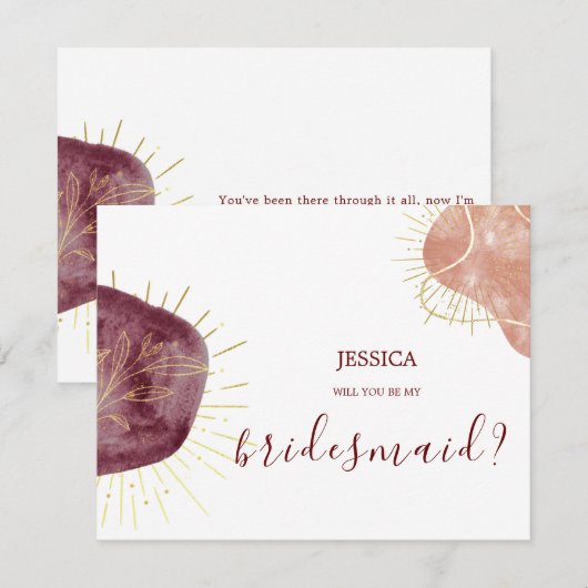 Abstracte Waterverf Vorm Bruidsmeisje voorstel Kaa (Voorkant / Achterkant)