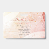 Abstracte Waterverf Vorm Rose Script Levenscoach Badge (Achterkant)