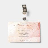 Abstracte Waterverf Vorm Rose Script Levenscoach Badge (Achterkant met clip)