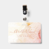 Abstracte Waterverf Vorm Rose Serif Levenscoach Badge (Voorzijde met clip)