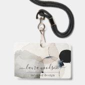 Abstracte Waterverf Vormen Binnenlandse Ontwerper Badge (Voorzijde met lanyard)