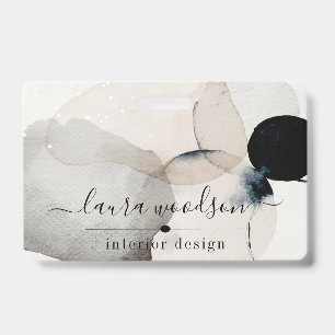 Abstracte Waterverf Vormen Binnenlandse Ontwerper Badge
