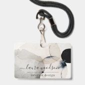 Abstracte Waterverf Vormen Binnenlandse Ontwerper Badge (Achterkant met lanyard)