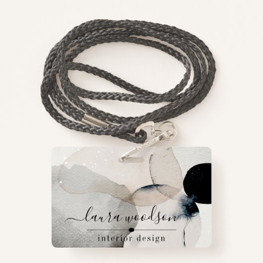 Abstracte Waterverf Vormen Binnenlandse Ontwerper Badge (Achterkant met draagriem)