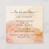 Abstracte Waterverf Vormen Binnenlandse Ontwerper Vierkante Visitekaartje (Achterkant)