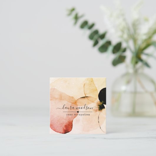 Abstracte Waterverf Vormen Binnenlandse Ontwerper Vierkante Visitekaartje (Staand voorkant)