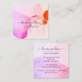 Abstracte Waterverf Vormen Binnenlandse Ontwerper Vierkante Visitekaartje (Voorkant / Achterkant)