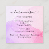 Abstracte Waterverf Vormen Binnenlandse Ontwerper Vierkante Visitekaartje (Achterkant)