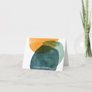 Abstracte Waterverf Vormen Blauwgroen Blauw Aangep Notitiekaartje