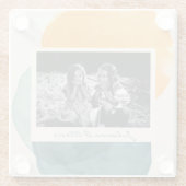 Abstracte Waterverf Vormen Blauwgroen Blauwe Foton Glazen Onderzetter (Achterkant)