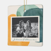 Abstracte Waterverf Vormen Blauwgroen Blauwe Foton Keramisch Ornament (Links)