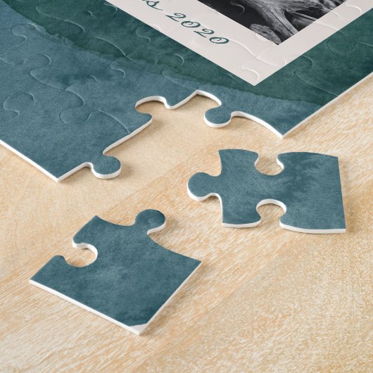 Abstracte Waterverf Vormen Blauwgroen Blauwe Foton Legpuzzel (Zijkant)