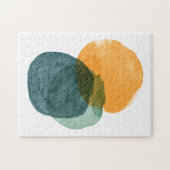 Abstracte Waterverf Vormen Blauwgroen organische e Legpuzzel (Horizontaal)