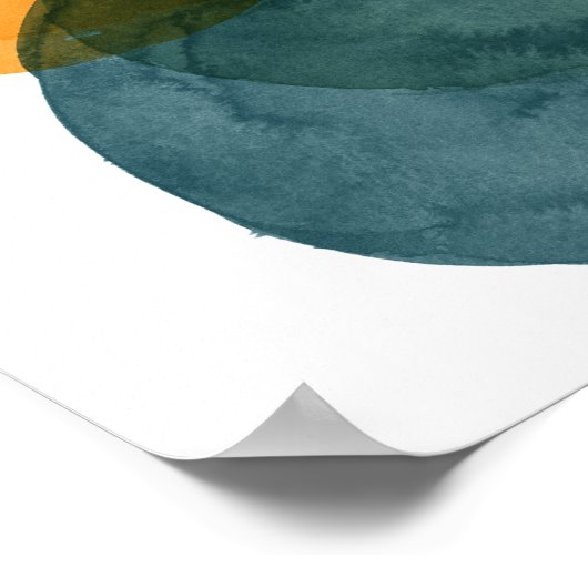 Abstracte Waterverf Vormen Blauwgroen organische e Poster (Hoek)