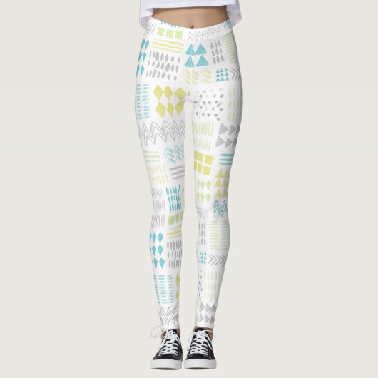 Abstracte Waterverf Vormen Patroon Leggings (Voorkant)