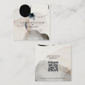 Abstracte Waterverf Vormen Therapeut QR Code Vierkante Visitekaartje (Voorkant / Achterkant)
