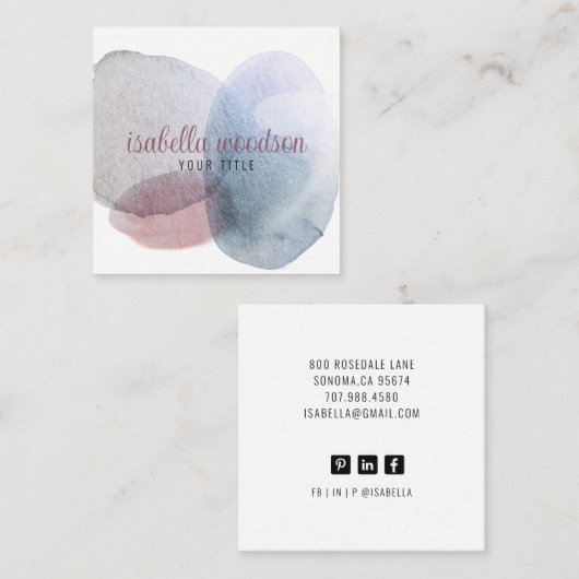 Abstracte Waterverf Vormen Visitekaartje (Voorkant / Achterkant)