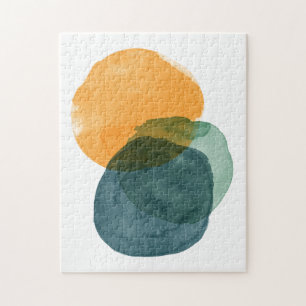 Abstracte Waterverf Vormgeving Turquoise Organisch Legpuzzel