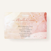 Abstracte Waterverf Vormt Roos-lade voor handschri Badge (Achterkant)