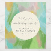 Abstracte Waterverf Vrijgezellenfeest Custom dank  Wijn Etiket (Enkel label)