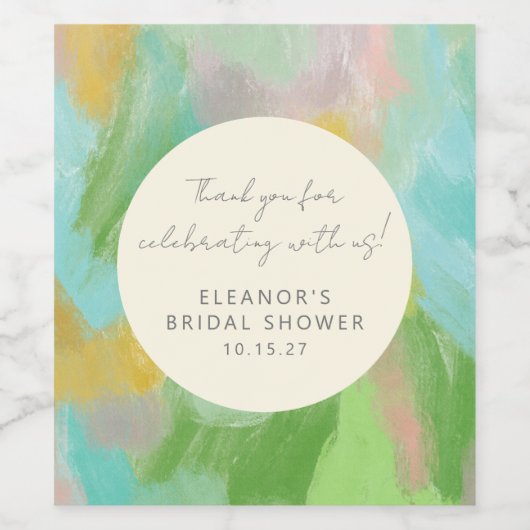 Abstracte Waterverf Vrijgezellenfeest Custom dank  Wijn Etiket (Enkel label)