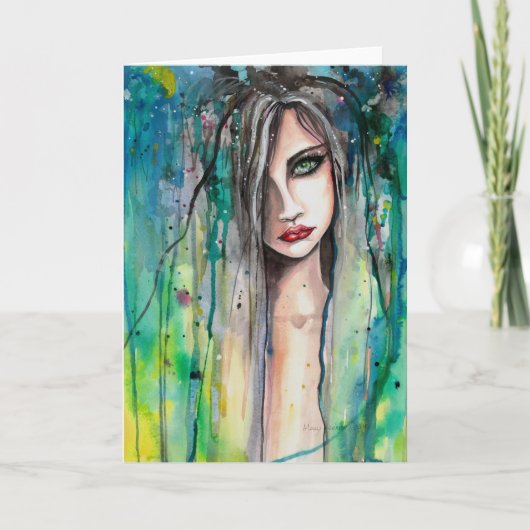 Abstracte Waterverf Vrouw Portret Fantasy Art Kaart (Voorkant)