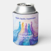 Abstracte Waterverf Vrouwendag Blikjeskoeler (Blikje Achterkant)