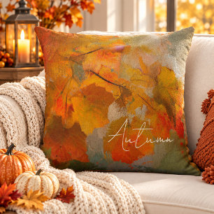 Abstracte waterverf warme herfstbladeren kussen