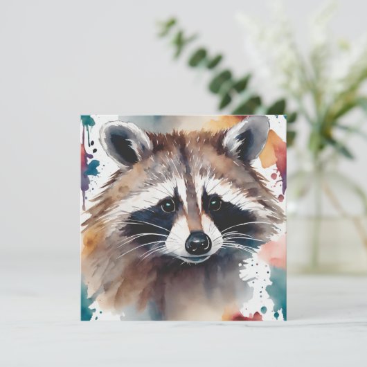 Abstracte Waterverf wasbeer gezicht Kaart (Staand voorkant)