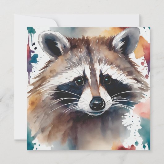 Abstracte Waterverf wasbeer gezicht Kaart (Voorkant)