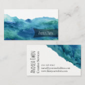 Abstracte Waterverf Wasblauw Groene Turquoise Visitekaartje (Voorkant / Achterkant)