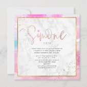 Abstracte Waterverf Waves Marble Bat Mitswa Kaart (Voorkant)