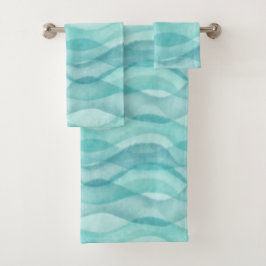 Abstracte Waterverf Waves, Turquoise, Aqua Bad Handdoek
