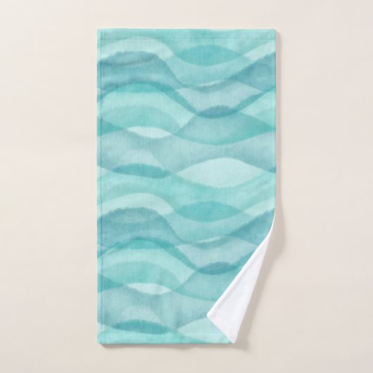 Abstracte Waterverf Waves, Turquoise, Aqua Bad Handdoek (Handdoek)