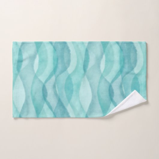 Abstracte Waterverf Waves, Turquoise, Aqua Bad Handdoek (Handdoek)
