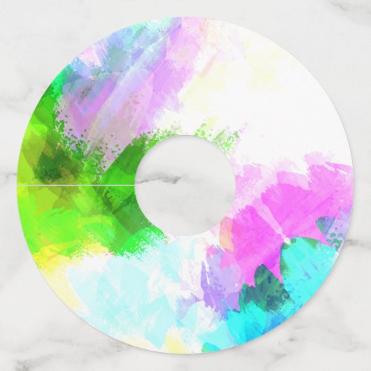 Abstracte waterverf wijnglaslabel (Achterkant)