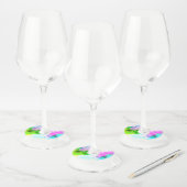 Abstracte waterverf wijnglaslabel (Set)