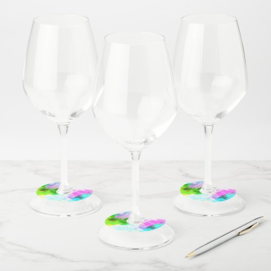 Abstracte waterverf wijnglaslabel (Set)