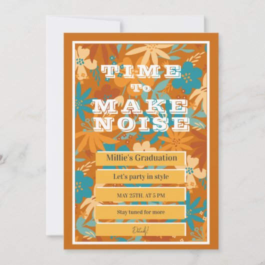 Abstracte Waterverf Wildflower Gold Afstuderen Aankondiging (Voorkant)