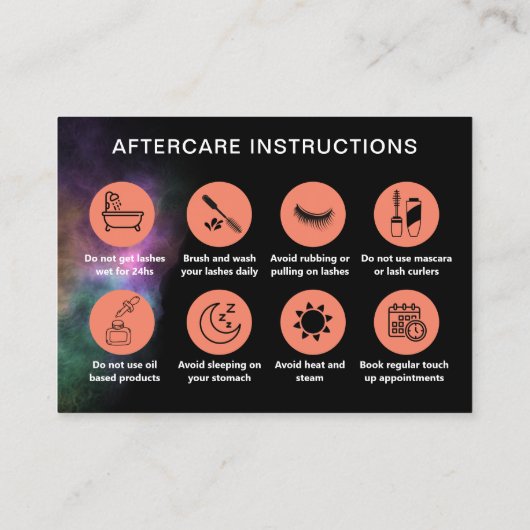 Abstracte Waterverf wimper na zorginstructie Visitekaartje (Achterkant)