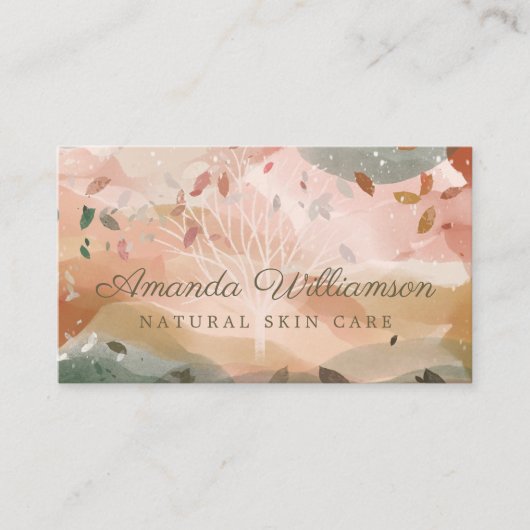 Abstracte Waterverf Winter Autumn Tree Branch Visitekaartje (Voorkant)